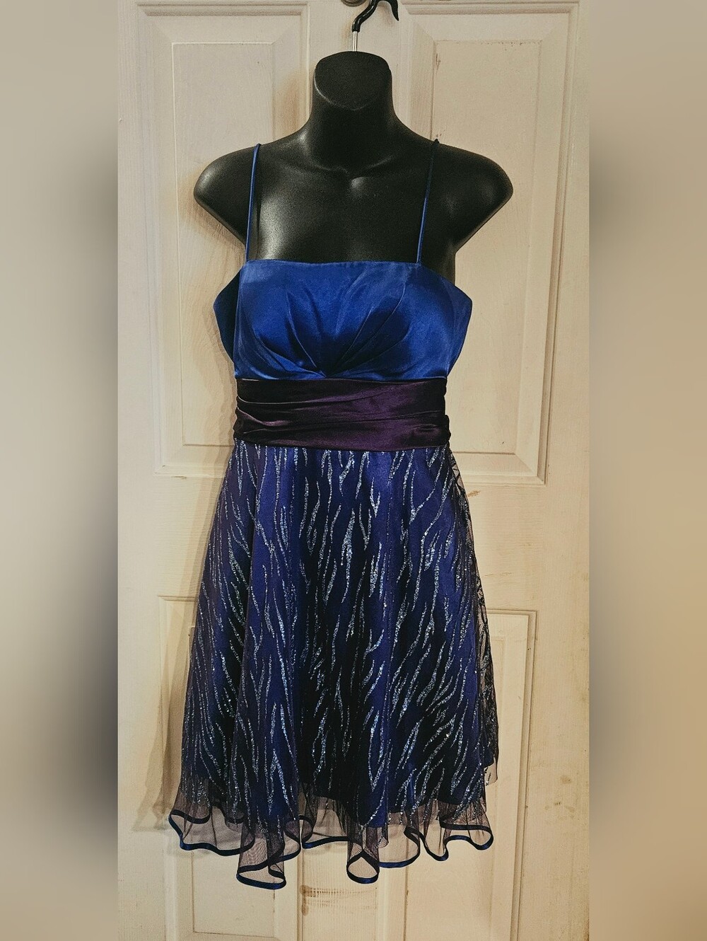 Jump Royal Blue and Purple Prom Dress with Glitter Skirt Size 9/10